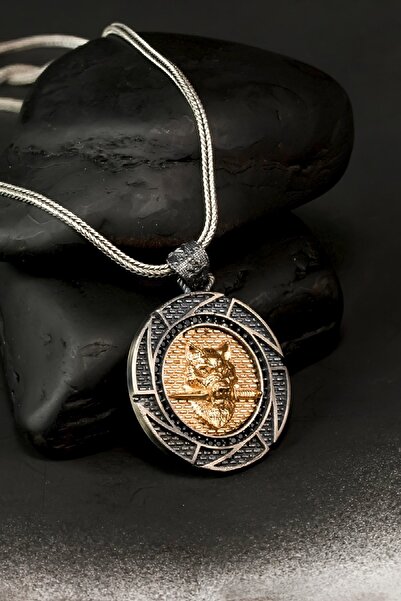 Silverplus Özel Tasarım Vintage Bıçaklı Kurt Erkek Gümüş Kolye