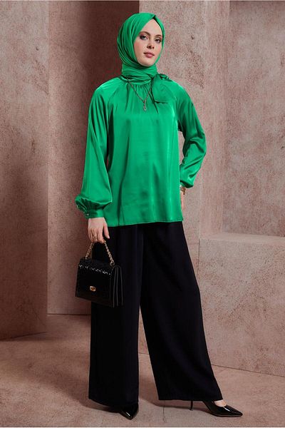 Alvina SATIN BLUZ 44428 WITH TIE DETAIL