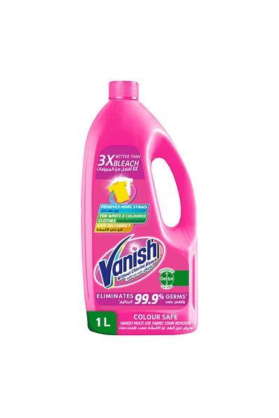 Vanish Fabric Stain Remover Colour Safe Pink 1 Litre Powerful Stain Removal, Safe For Colours