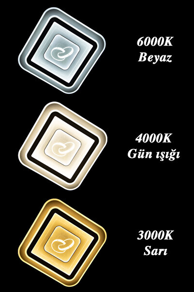 M Mediyamu Aydınlatma Beyaz Plafonyer Tavana Sıfır 3 Renkli Gece Modlu Kumandalı Modern Salon Mutfak Yatak Odası Avizesi