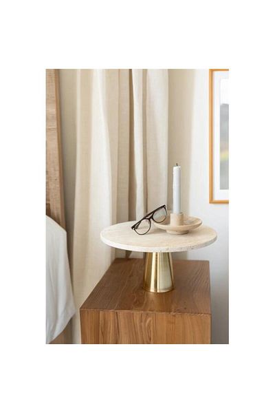 Akayev Travertine 28 cm Gold Conical Foot Presentation Stand