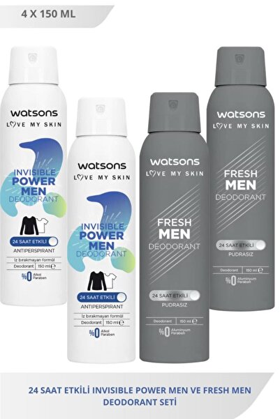 Watsons Invisible Power Men 150 Ml X2 Ve Fresh Men 150 Ml X2 Deodorant Seti