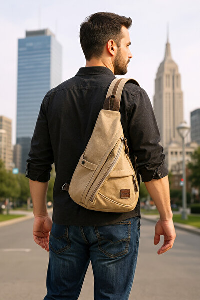 By Hakan GK73 Kanvas Sırt çantasıı Omuz Çantası Spor çantası VİZON