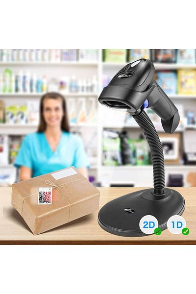 NETUM Nt 2012 USB Laser 1D Wired Barcode Scanner with Stand Handheld Triggered Foot