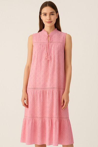 MODA Fisto Embroidered Lined Sleeveless Long Dress, Dress, Fisto Dress, Sleeveless Dress, Lined Dress