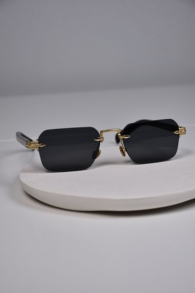 LOOKUP NEW Unisex Women Men Uv400 Protected Square Metal Eşref Single Gold Gold Hinged Sunglasses