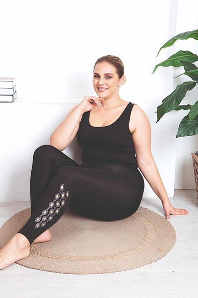Truva XXL Large Size Body Strengthening Scuba Tights Black Ta1123