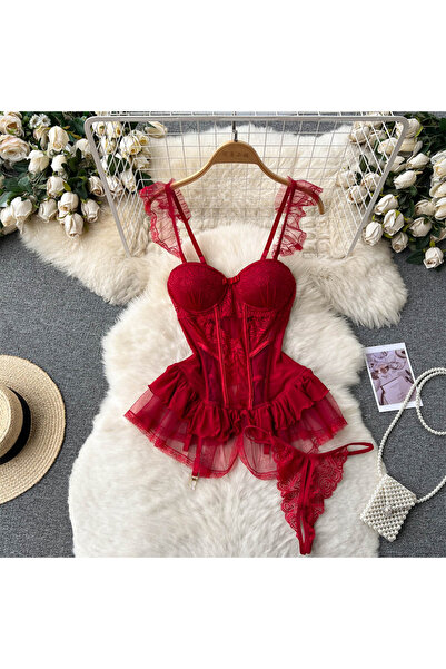 Caprisious Lace Lingerie Set – Elegant Corset with Matching Bottoms