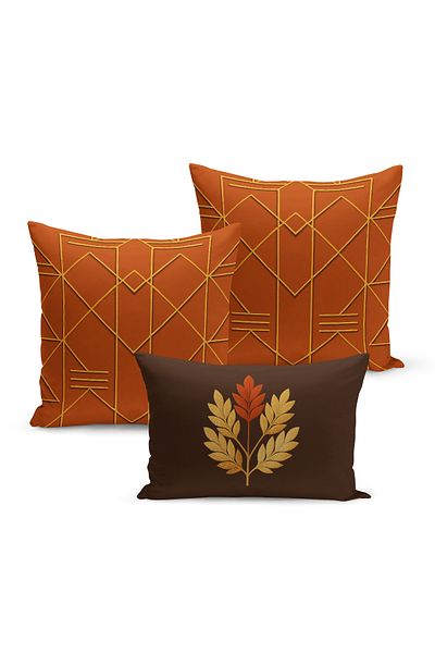 Bertille Home Set de 3 huse de pernă cu imprimare digitală pe două părți (aspect de broderie cu model de puncție)