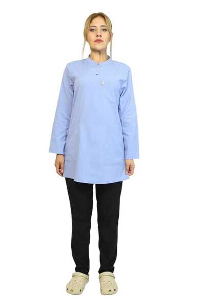 nutrix بدلة جيرسيه للممرضات والأطباء من الليكرا الناعمة باللون الأزرق الفاتح والأسود، زي المستشفى