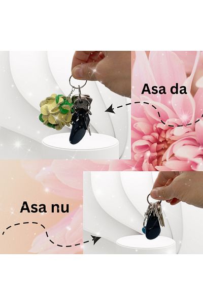 OEM Keychain with Floral Pattern, Handmade, Yellow-Green