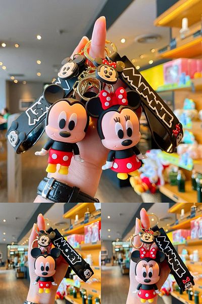 Wolawood Cute Set of 2 Cartoon Character 3D Silicone Keychain Bag Ornament Accessory with Strap Gift Set