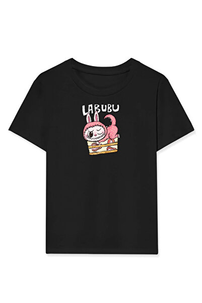 velmorafashion Velmora Girl Labubu Printed T-Shirt - Black -