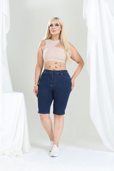 Era Lisa High Waist Women's Lycra Plus Size Denim Shorts