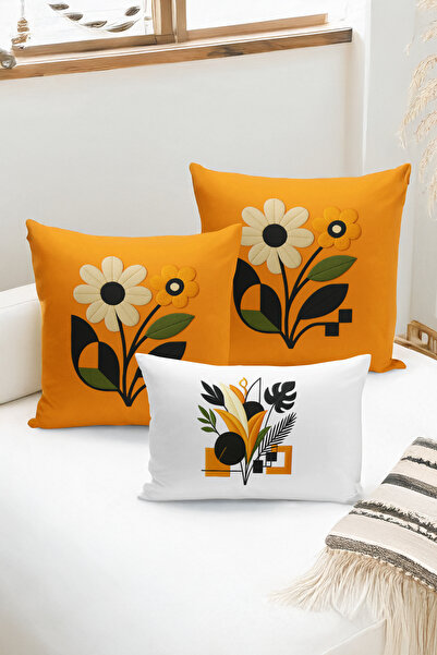 Bertille Home Set de 3 huse de pernă cu imprimare digitală pe două părți (asp...