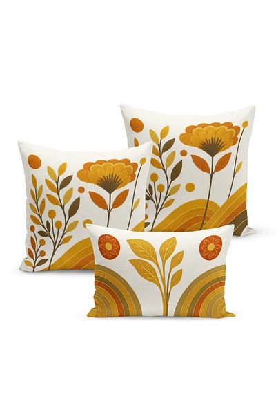 Bertille Home Set de 3 huse de pernă cu imprimare digitală pe două părți (aspect de broderie cu model de puncție)