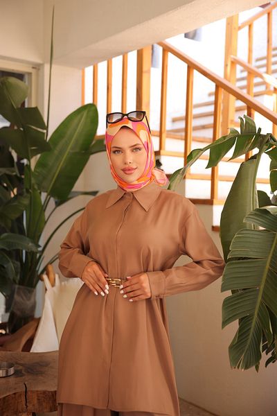 MİMİ Luxury Wear Women's Hijab Tracksuit & Set, Bottom Top Long Suit Button Shirt Pants