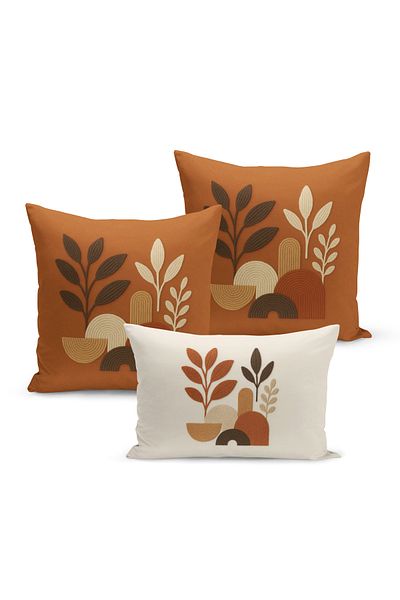 Bertille Home Set de 3 huse de pernă cu imprimare digitală pe două părți (aspect de broderie cu model de puncție)