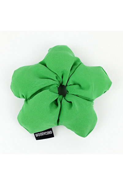 woodycord Ručno izrađena živopisna zelena pufnasta gumica za kosu sa kopčom