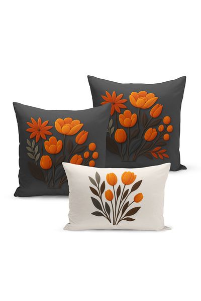 Bertille Home Set de 3 huse de pernă cu imprimare digitală pe două părți (aspect de broderie cu model de puncție)