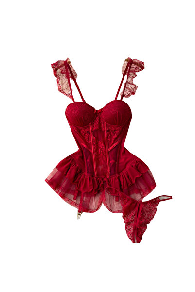 Caprisious Lace Lingerie Set – Elegant Corset with Matching Bottoms