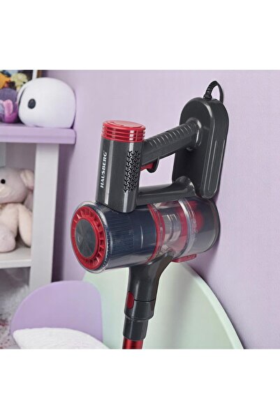 Hausberg Aspirator vertical fir Hausberg, 900W, capacitate 0.7L, filtru HEPA, raza de actiune 6m, gri/rosu