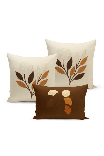 Bertille Home Set de 3 huse de pernă cu imprimare digitală pe două părți (aspect de broderie cu model de puncție)