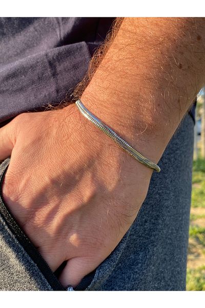 kurukafagift Stainless Steel Men's Bracelet Italian Thick Model 5 mm