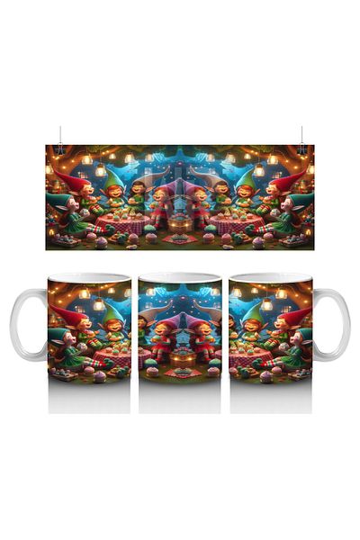 Luluyen Forest Party Patterned Mug with Cheerful Gnomes That Make Children Love Milk