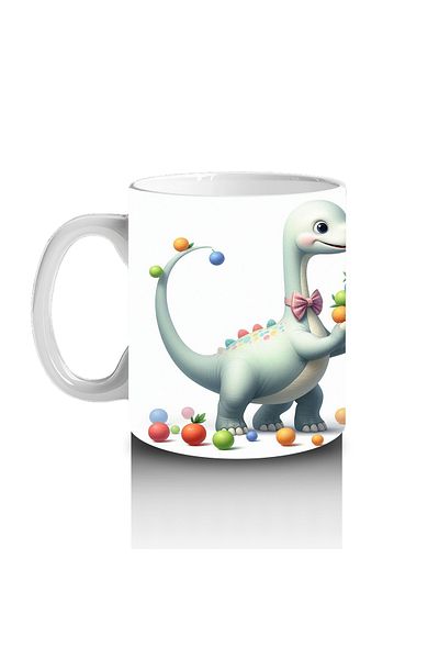 Luluyen Cute Dinosaur Patterned Mug with Colorful Balls Playing with Milk to Make Children Love Milk