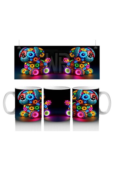 Luluyen Robot Dog Pattern Mug Cup Made with Colorful Gear Parts That Make Children Love Milk