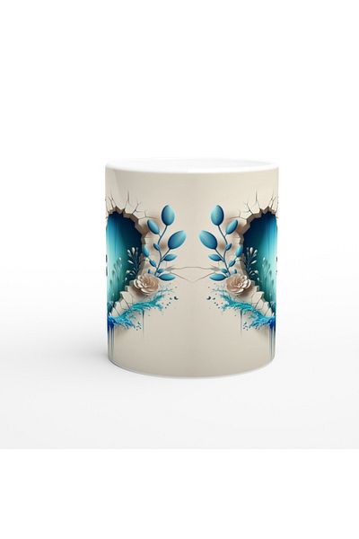 Luluyen Turquoise Heart Inside Mother and Baby Silhouette Designed Mug