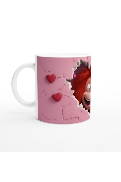 Luluyen Cheerful Orangutan Themed Printed Mug Cup That Rips the Pink Heart Wall
