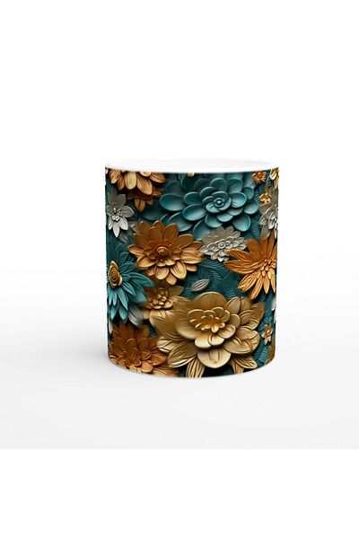 Luluyen Emerald and Gold Blend Floral Mug