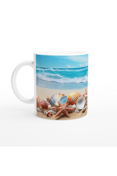 Luluyen Turquoise Waves and Shells Mug