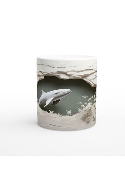 Luluyen Dolphin Swimming among Elegant Flowers Underwater Themed Mug