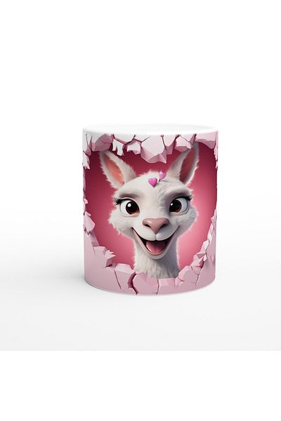 Luluyen Heart and Crown Cheerful Lama Themed Printed Mug