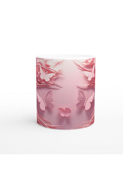 Luluyen Pink Dreams Butterfly Themed Printed Mug