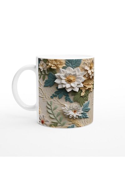 Luluyen Floral Mug with Earth and Mint Tones