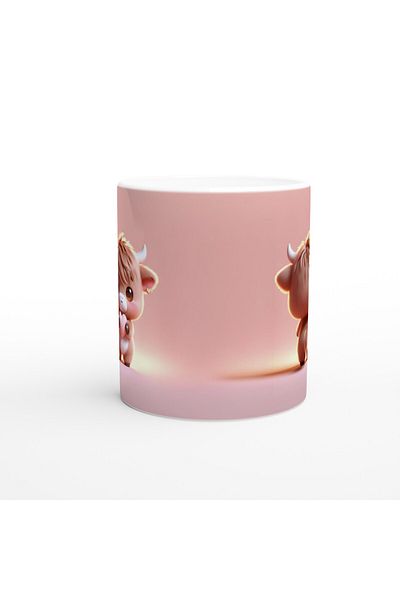 Luluyen Cute Calf Holding a Heart Themed Printed Mug
