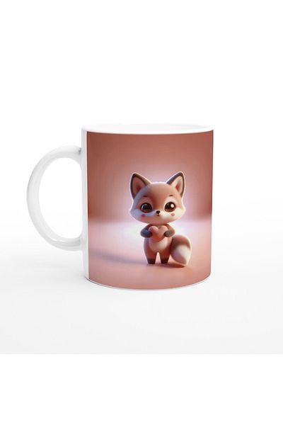 Luluyen Cute Fox Themed Printed Mug Cup Holding a Heart