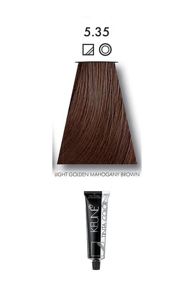 Keune 2 Packs of Keune Tinta Color Hair Dye No. 5.35 Light Golden Mahogany Brown with Silk Protein