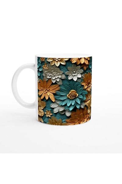Luluyen Emerald and Gold Blend Floral Mug