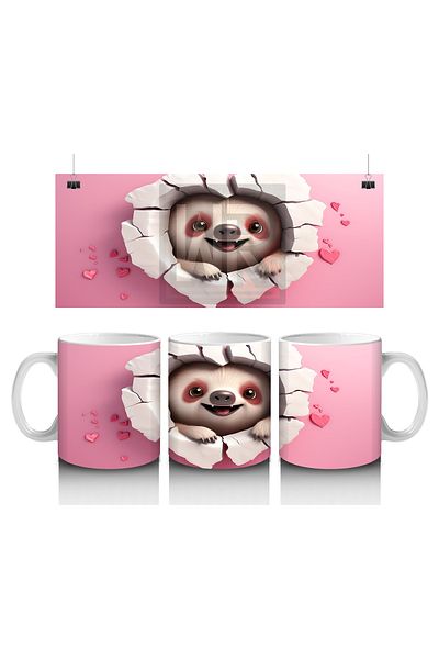Luluyen Cute Lazy Animal Mug Cup Looking through the Heart Crack That Makes Children Love Milk