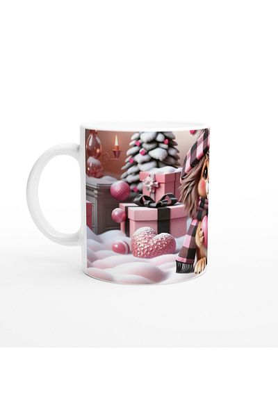 Luluyen Lion Cub Holding a Heart Hat Printed Mug