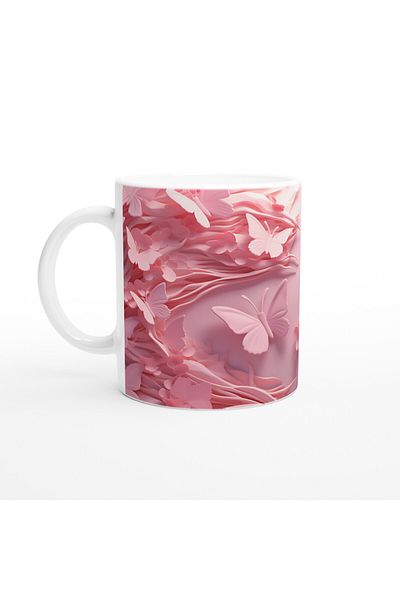 Luluyen Pink Dreams Butterfly Themed Printed Mug
