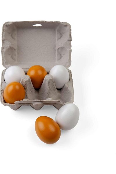 BIGJIGS Toys Six Wooden Play Eggs