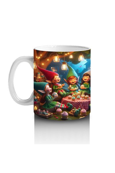 Luluyen Forest Party Patterned Mug with Cheerful Gnomes That Make Children Love Milk