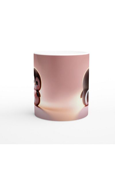 Luluyen Cute Penguin Themed Printed Mug Cup Holding a Heart