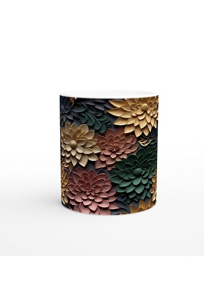 Luluyen Earth and Gold Flower Patterned Mug